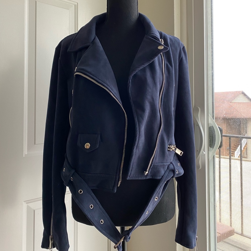 AKIRA Cropped Suede Biker Jacket